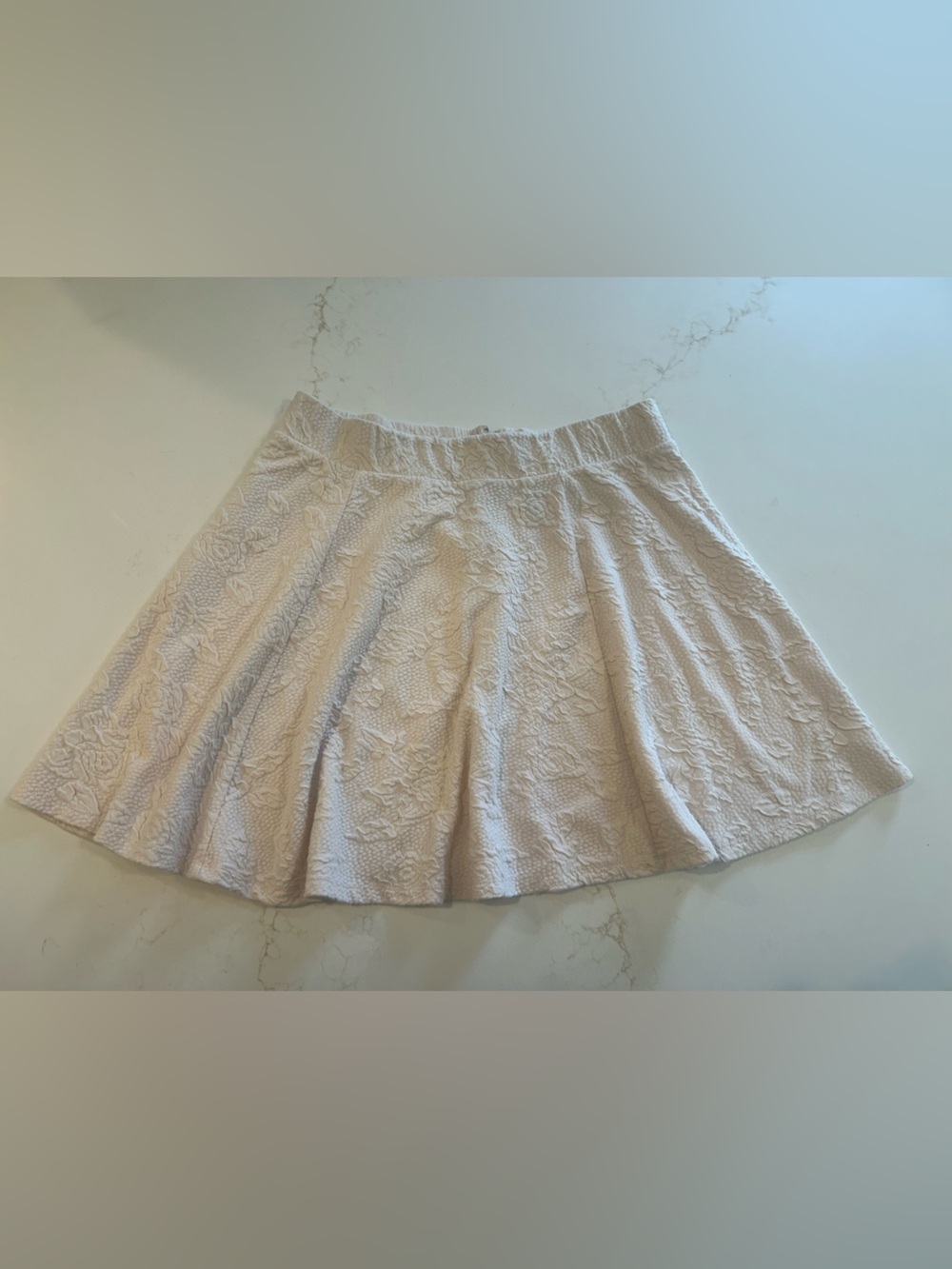 Pink Embossed Floral Circle Skirt